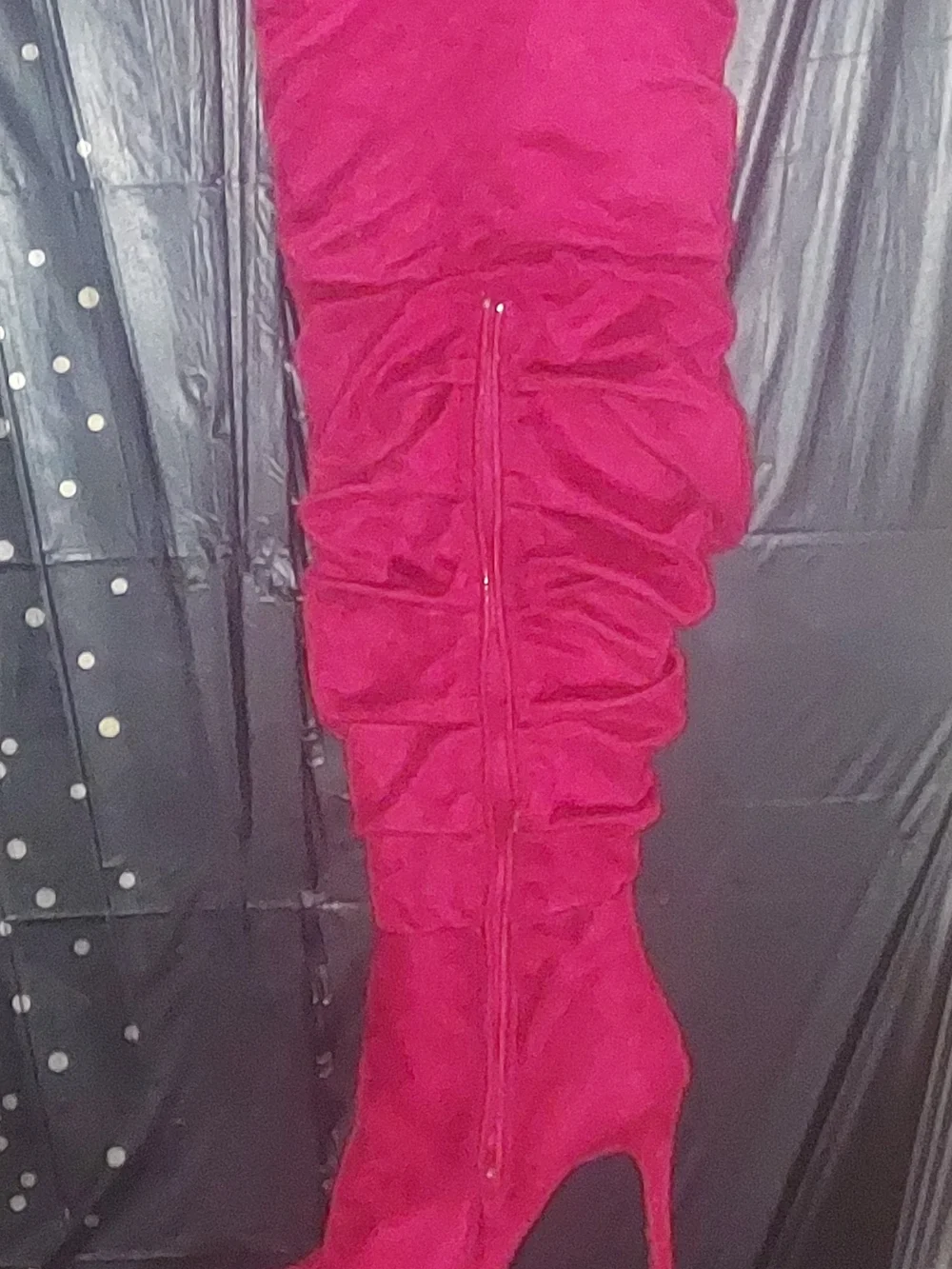 Hot Pink Ruched Zipper Dress